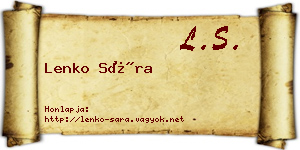 Lenko Sára névjegykártya